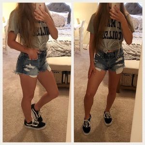 Hollister High Rise Distressed Shorts